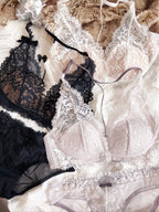 Ensemble soutien-gorge brassière push-up à décolleté plongeant et culotte pour femmes