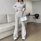 Ensembles deux pièces avec pantalon slim décontracté et haut assortie pour femmes