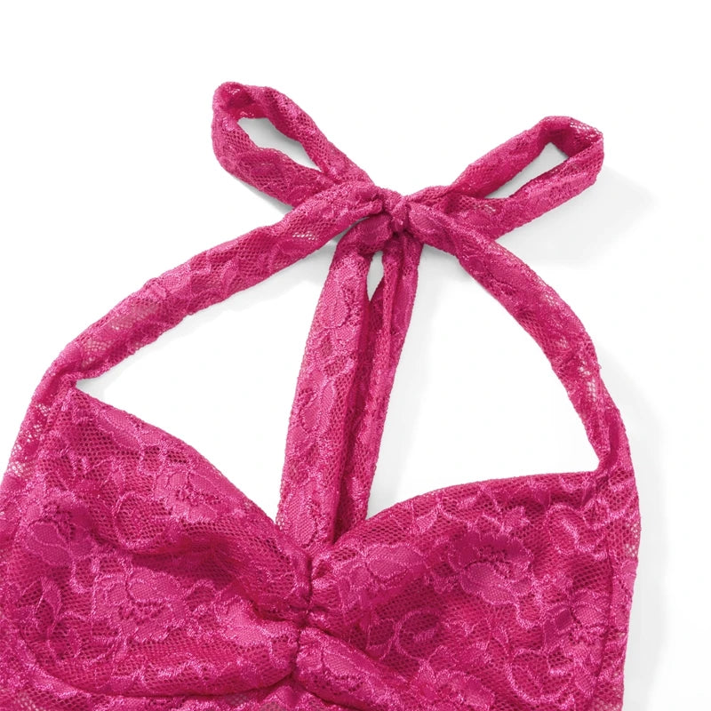Débardeur rétro en dentelle florale pour femmes