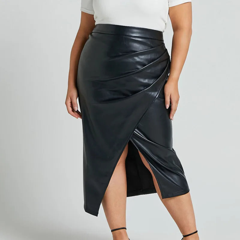 Jupe en cuir PU pour femmes