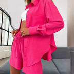 Ensemble short ample et décontracté uni pour femmes
