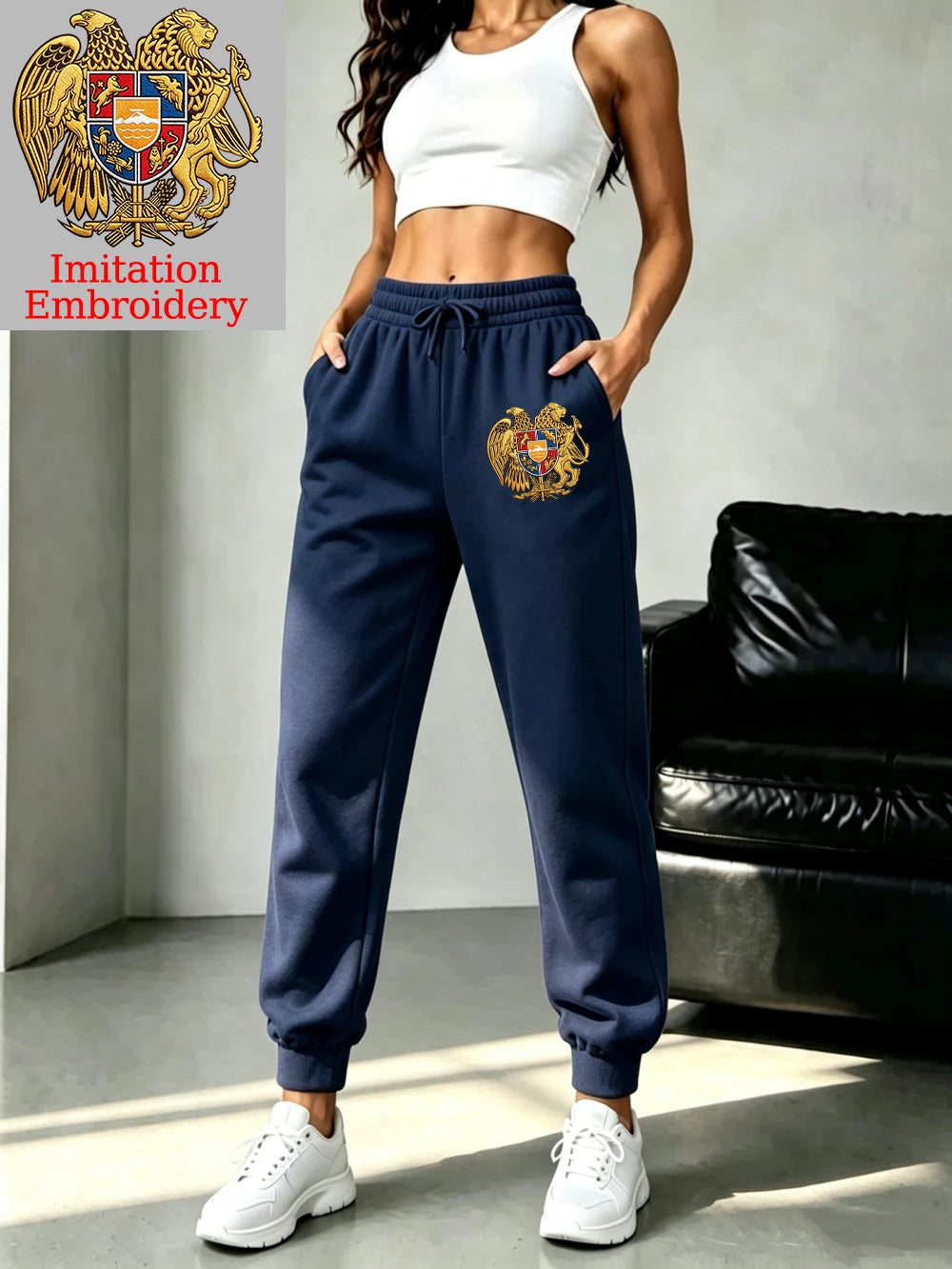 Pantalon de jogging imprimé emblème arménien pour femmes