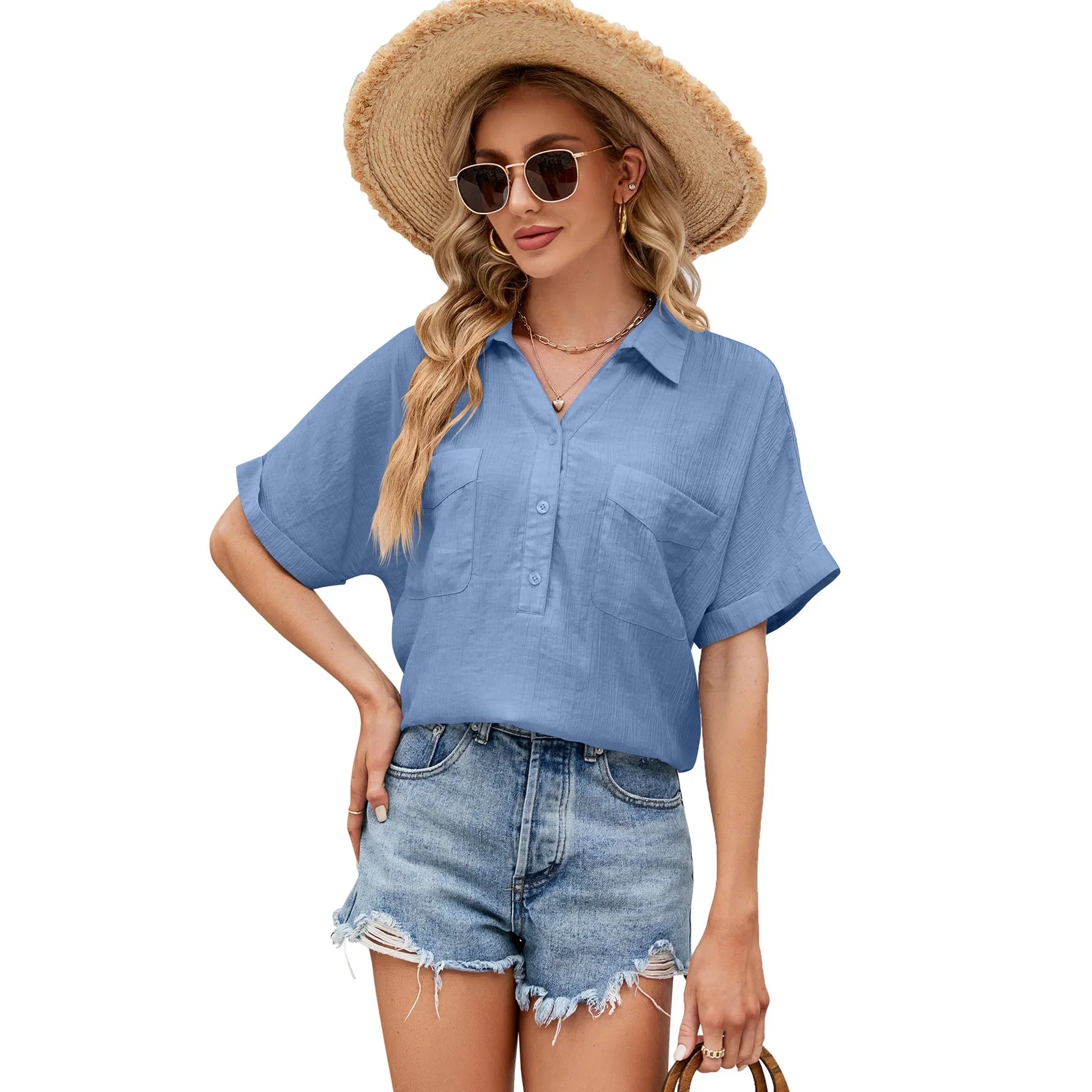 Chemise respirante à manches courtes pour femmes