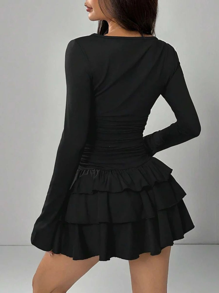 Mini robe à volants en cascade pour femmes