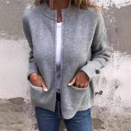 Cardigan Zippé Femme – Maille Unie