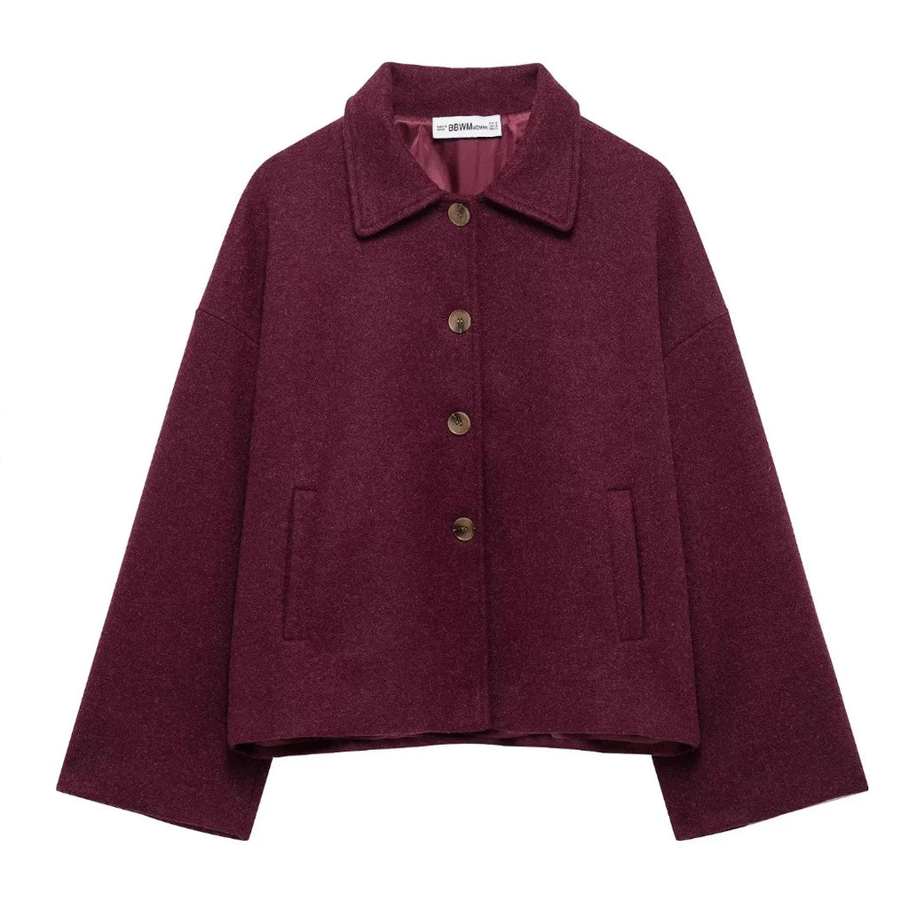 Manteau court en laine mélangée pour femmes