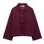 Manteau court en laine mélangée pour femmes