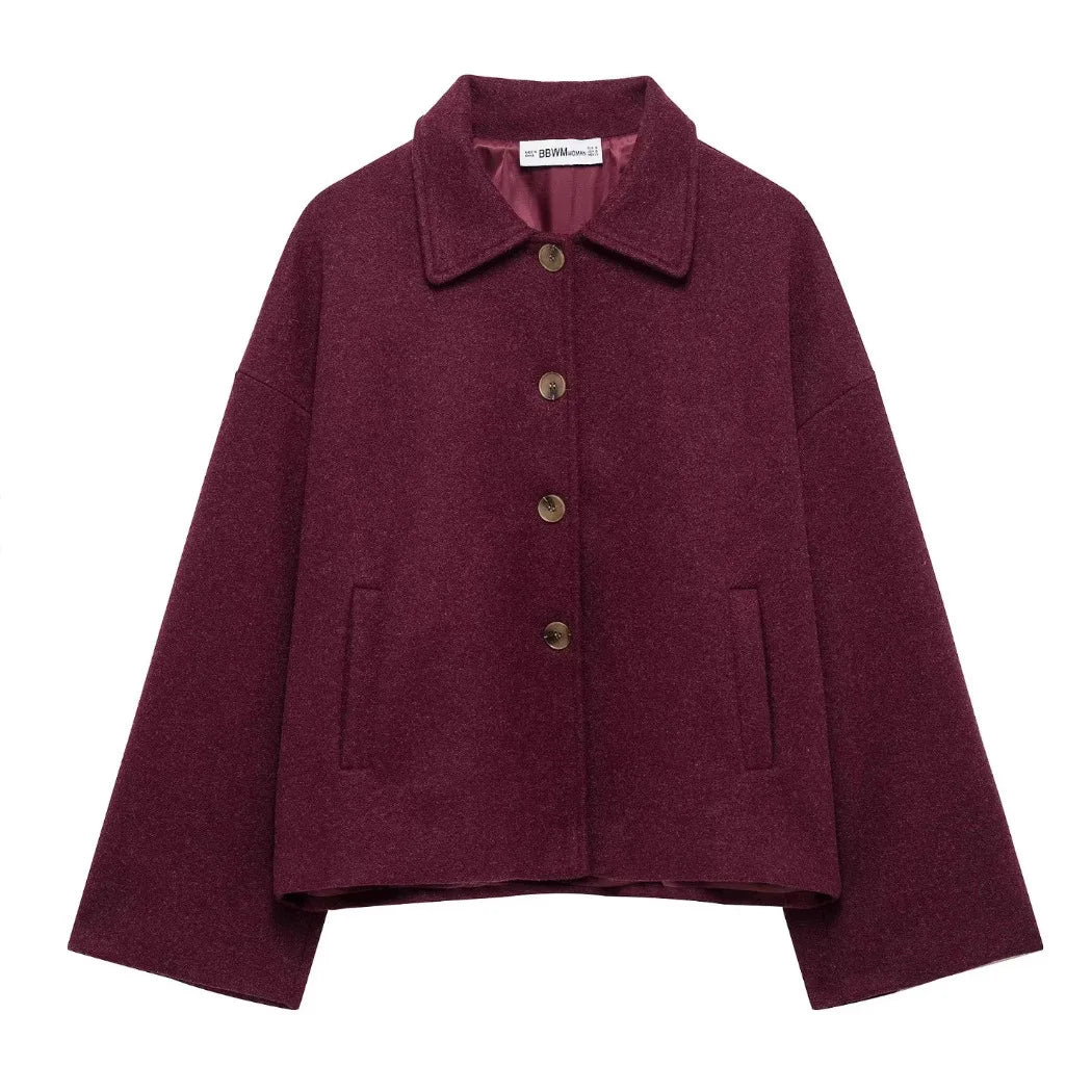 Manteau court en laine mélangée pour femmes