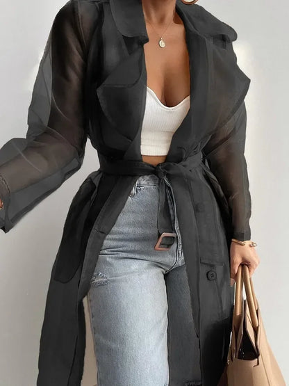 Manteau Boutonné Femme – Manches Longues
