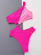 Maillot de bain une pièce asymétrique épissage une épaule pour femmes