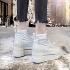 Bottines de neige en cuir de vache véritable pour femme