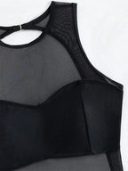 Maillot de bain une pièce transparent en maille noire, sexy, pour femmes