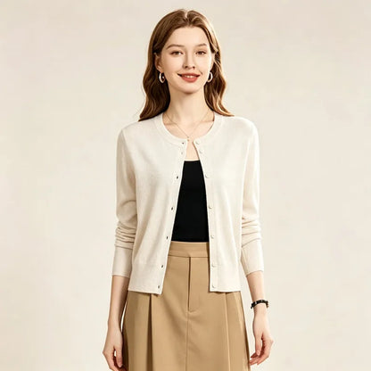 Cardigan Court en Maille Femme – Coupe Ample et Unie