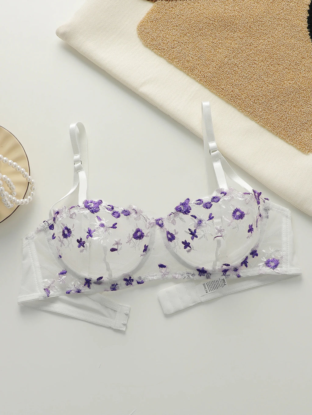 Soutien-gorge brodé de belles fleurs pour femmes