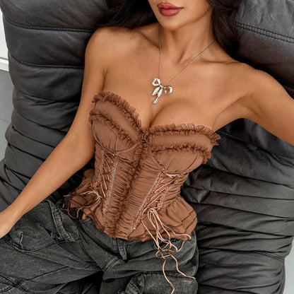Débardeur Bustier Femme – Volants et Baleines