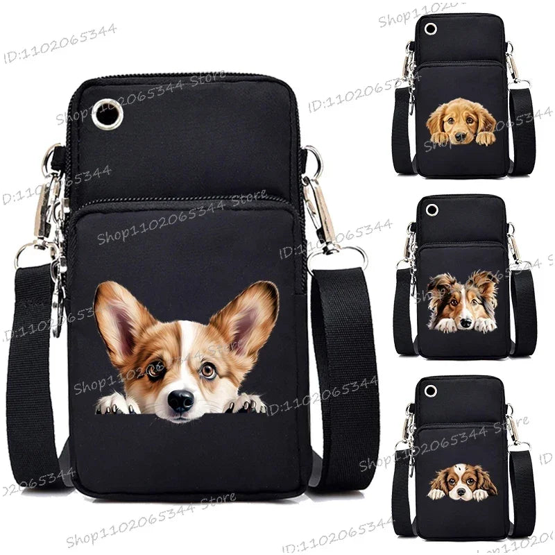 Sac à main pour téléphone portable imprimé chien 3D pour femmes