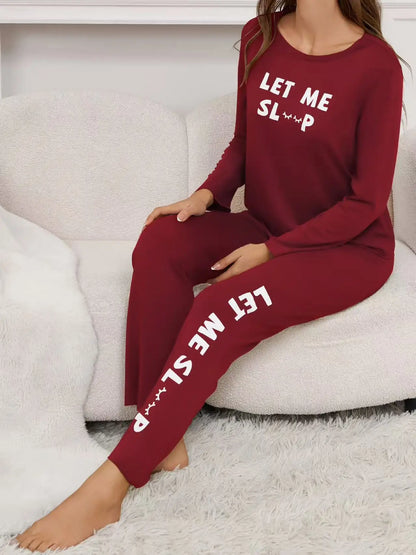 Pyjama Deux Pièces à Manches Longues avec Inscription