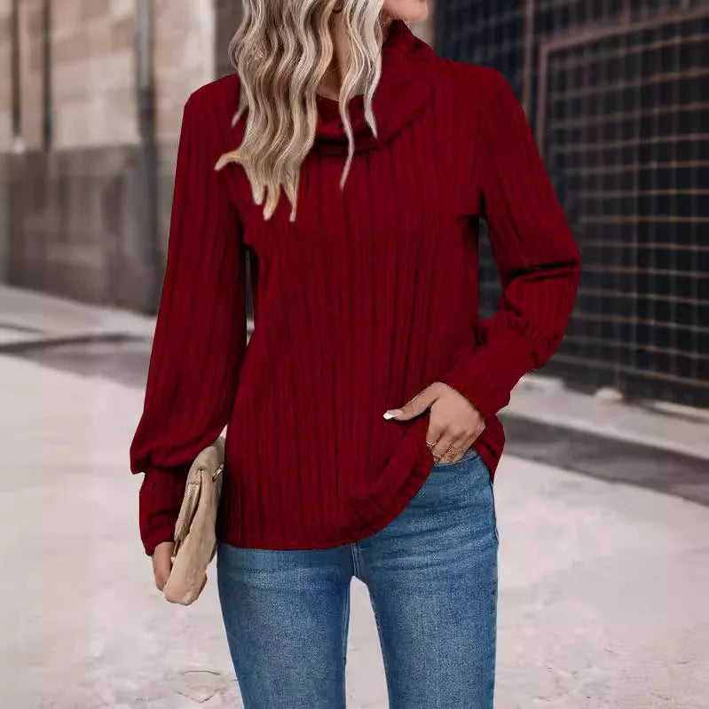 T-shirt décontracté et tendance à col montant pour femmes
