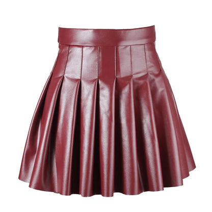Mini-Jupe Plissée Femme – Similicuir Taille Haute