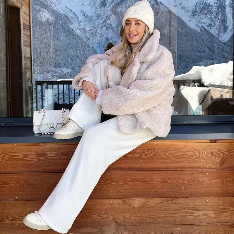 Manteau d'hiver chaud en peluche pour femmes