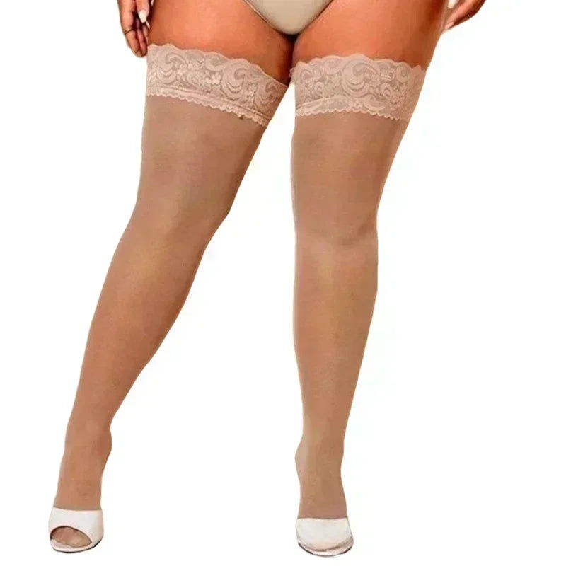 Bas surdimensionné noir grande taille en dentelle pour femmes