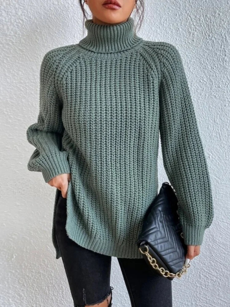 Pull col roulé à manches longues pour femmes