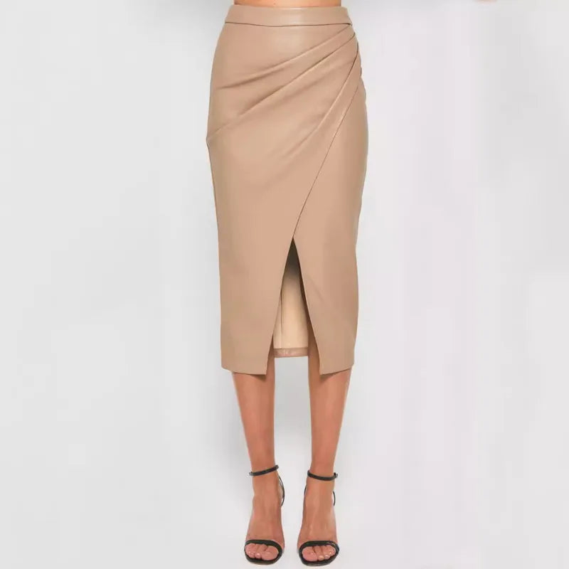 Jupe en cuir PU pour femmes