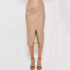 Jupe en cuir PU pour femmes