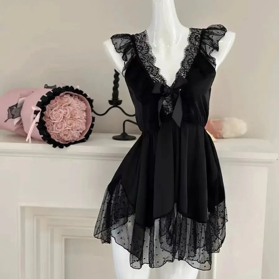 Chemise de nuit d'été sexy en dentelle fine pour femmes
