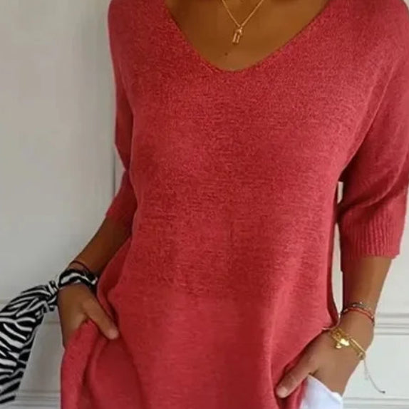 Pull décontracté à col en V pour femmes