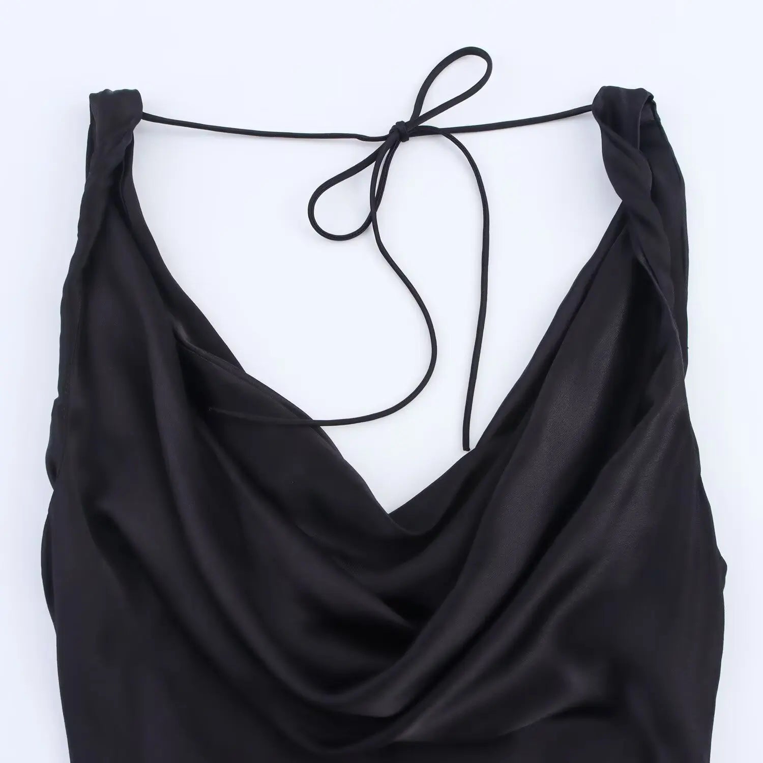 Robe midi à bretelles lacées en satin pour femmes