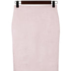 Jupe crayon mi-longue en daim pour femmes