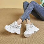 Basket en cuir véritable creux pour femmes
