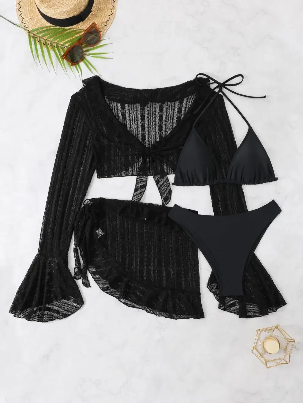 Ensemble Maillot de Bain Vintage Femme – 4 Pièces