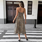 Robe rétro imprimé léopard à lacets pour femmes