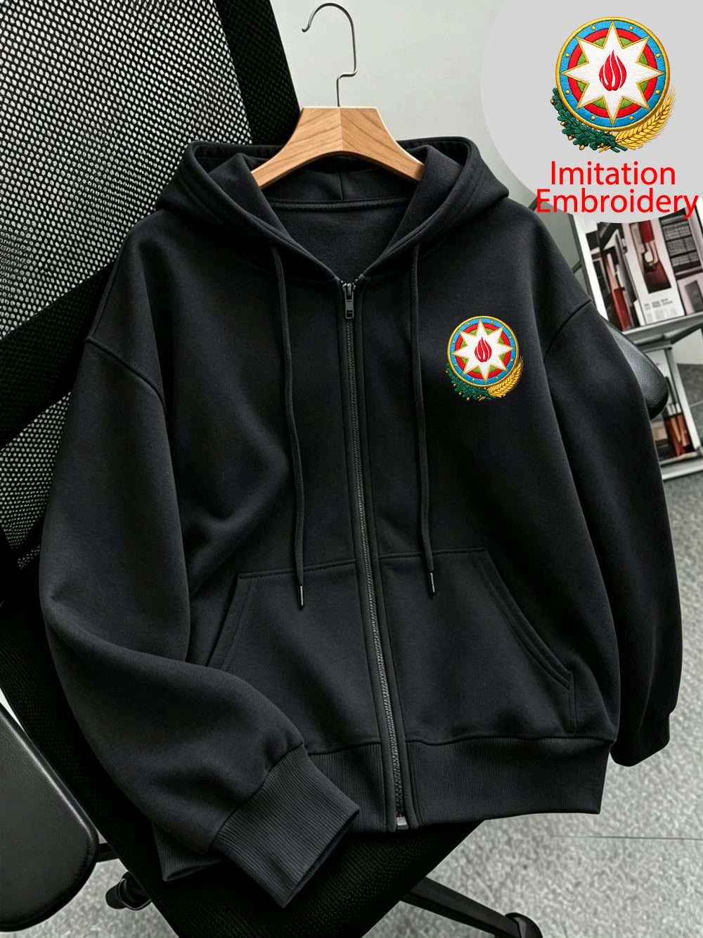 Sweat à capuche zippé imprimé Sporty Azerbaijan pour femmes