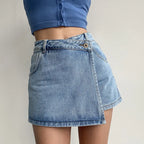Jupe short en jean taille haute pour femmes