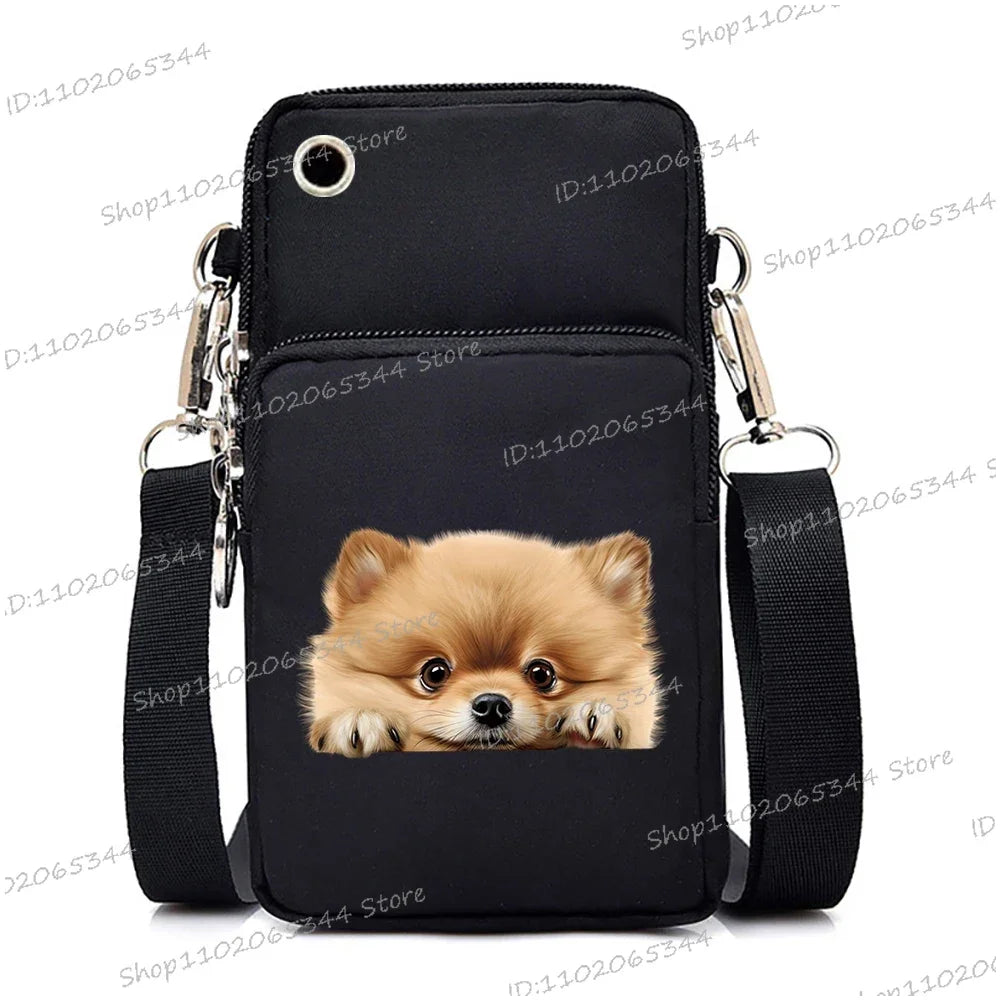 Sac à main pour téléphone portable imprimé chien 3D pour femmes