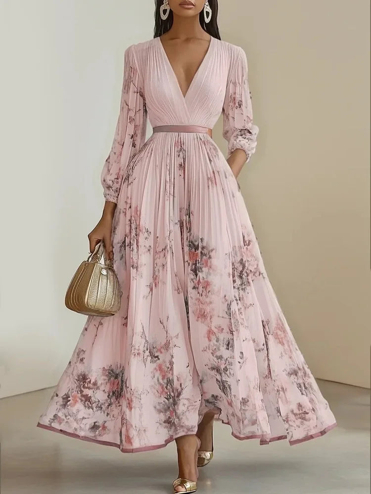 Robe longue style Boho, manches longues pour femmes