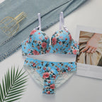 Ensemble bralette et culotte assortie à imprimé floral pour femmes