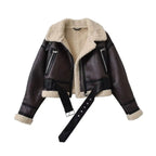 Veste en faux cuir d'agneau pour femmes