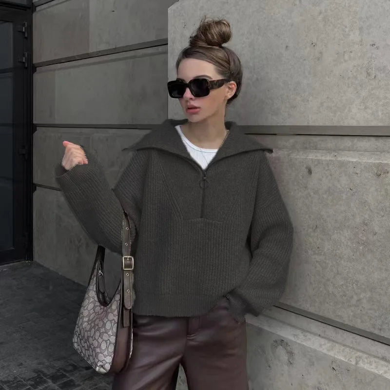 Pull ample en tricot à manches longues pour femmes