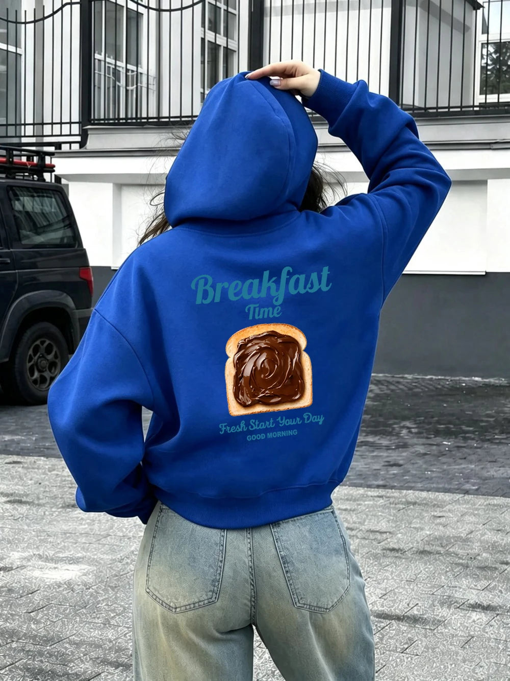Sweat-shirt à capuche imprimé « Chocolate Toast Breakfast » pour femmes