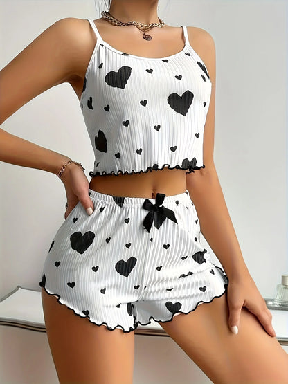 Pyjama 2 Pièces Femme – Bretelles Fines et Imprimé