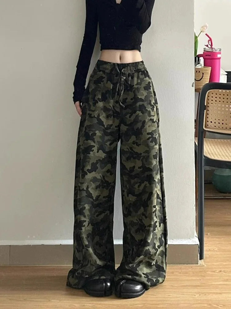 Pantalon cargo camouflage streetwear pour femmes