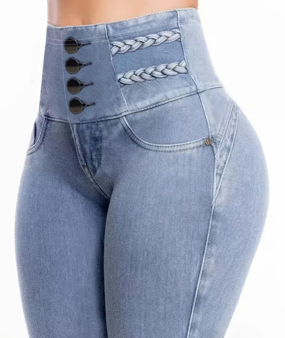 Legging Taille Haute Femme – Fausses Poches et Boutons