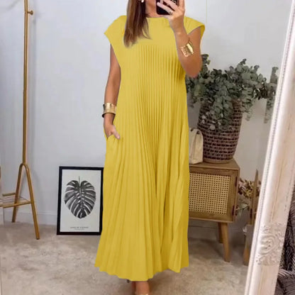 Robe Longue Plissée Femme – Élégante et Décontractée