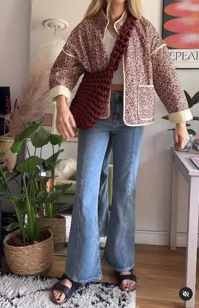 Veste en coton à imprimé floral vintage pour femmes