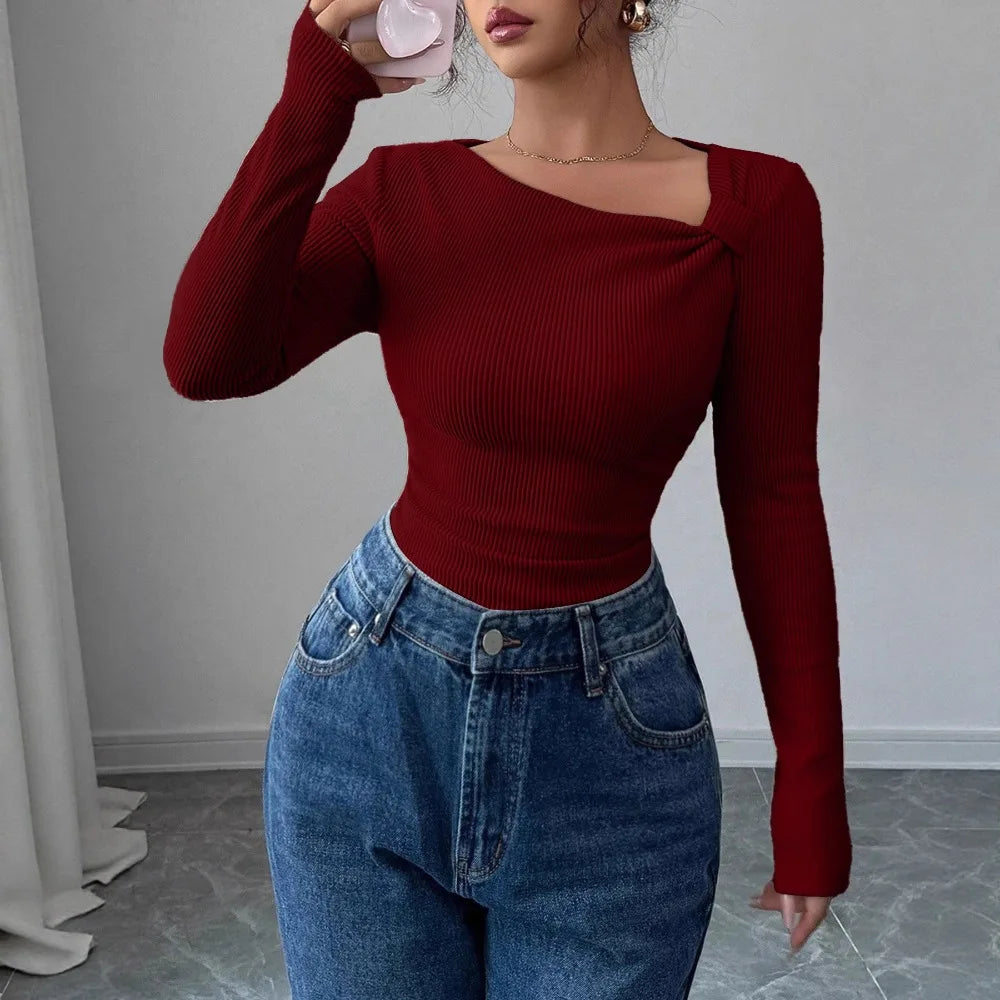 T-Shirt asymétrique plissé pour femme