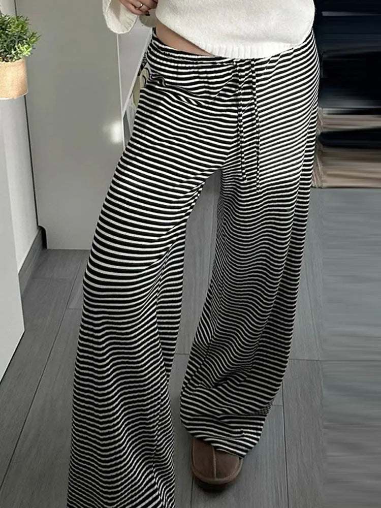 Pantalon de survêtement taille basse à rayures pour femmes